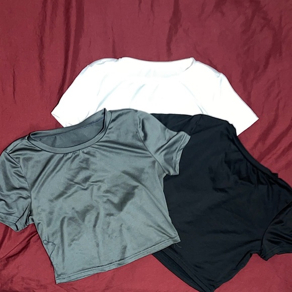 3-piece: White, Gray, and Black, crop-tops. - Picture 5 of 5